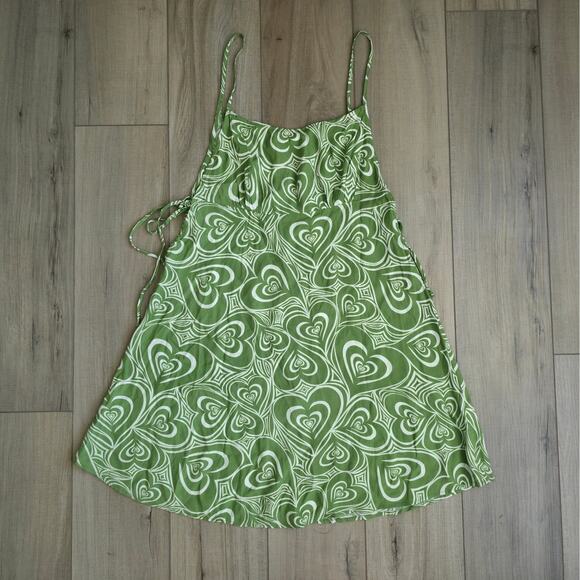 Lisa Says Gah Yolande Mini Dress Wild Hearts Green Dress Women Sz L NWT - Picture 14 of 16